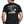 Man wearing the Well Oiled Half Cut black T‑Shirt showing the bold lawnmower back print.